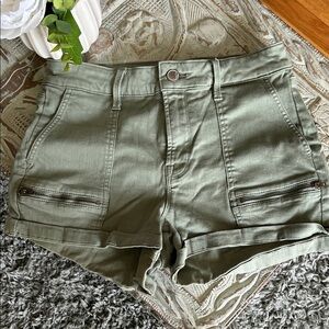High Waist Olive Green Women's Shorts